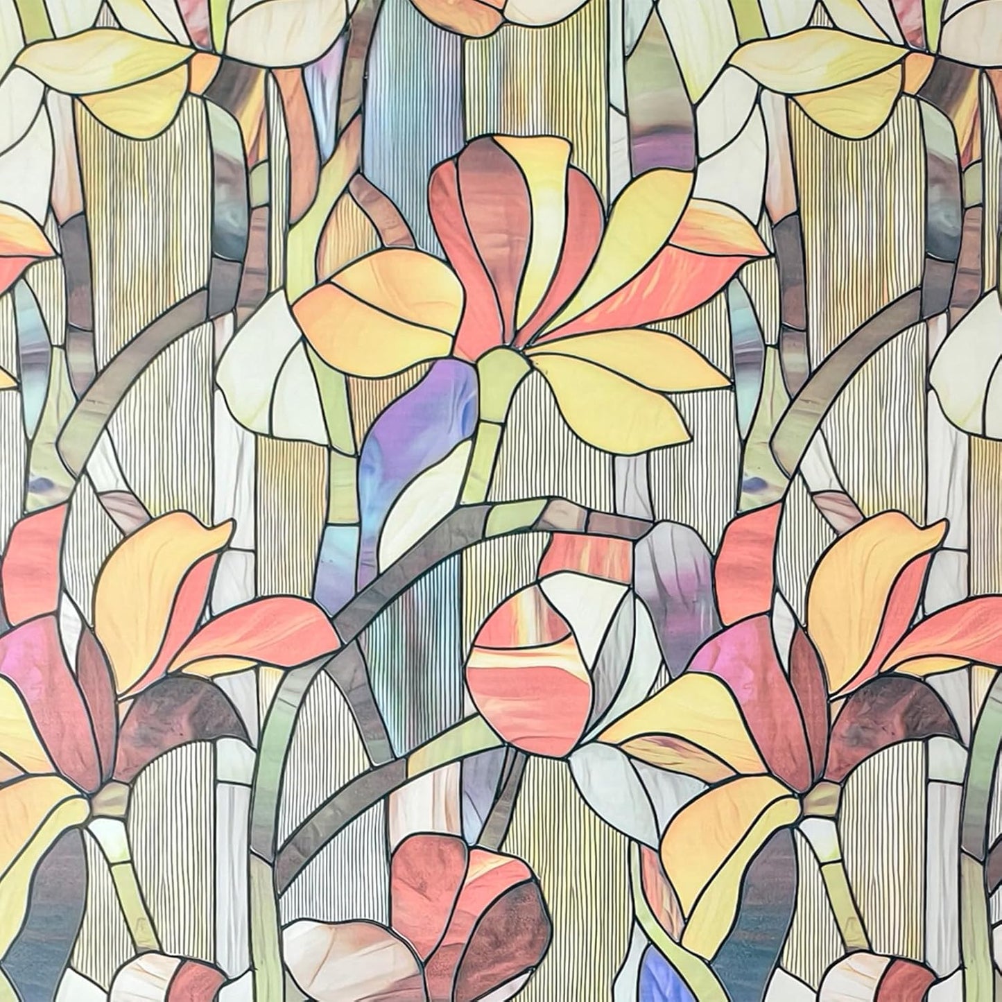 Window Privacy Film, Frosted Glass Decorative Static Cling, Removable Sun Blocking Vinyl Covering, Window Film for Home Kitchen Living Room Bathroom, Glazed Flower Shadows, 17.5" x 78.7 "