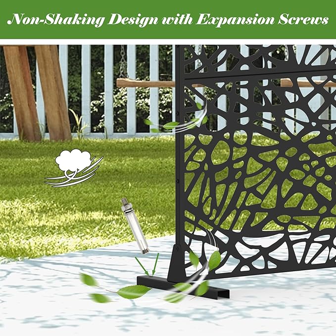Domi Metal Privacy Screens and Panels with Free Standing, Freestanding Outdoor Indoor Privacy Screen, Decorative Privacy Screen for Balcony Patio Garden, Room Divider, Mesh Shape