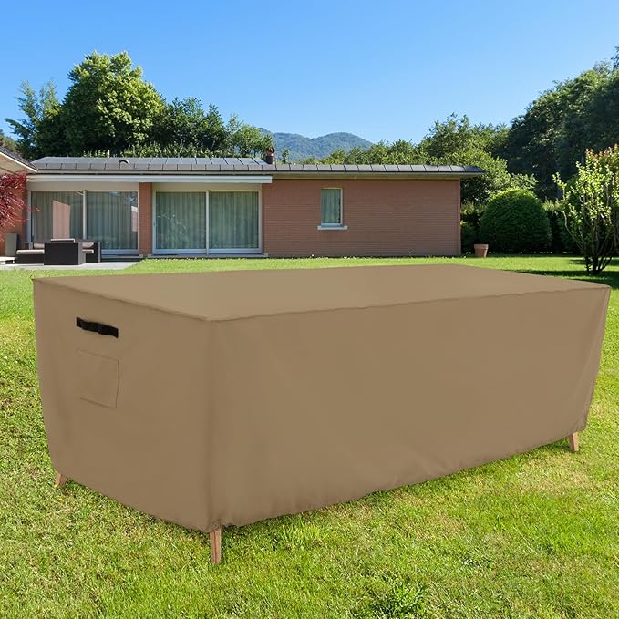 Tempera Retangle Patio Furniture Cover,Outdoor Table Covers Waterproof, Outdoor Dining Set Cover,Heavy Duty Deck Patio Furniture Covers,108''L x 82''W x 27.8''H，Space Grey