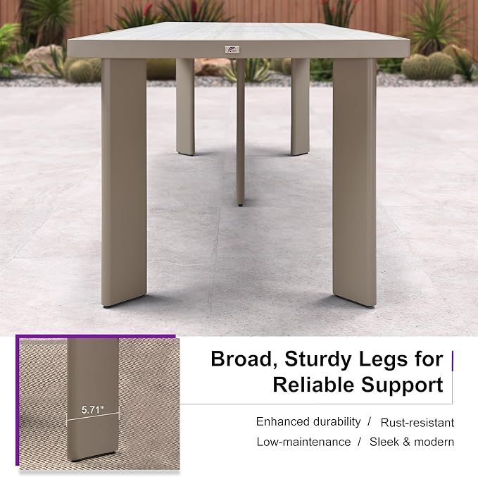 PURPLE LEAF 9 Pieces Outdoor Dining Set Patio Table and Chairs Set Aluminum Rattan Wicker Patio Dining Set for Lawn Backyard Deck Champagne