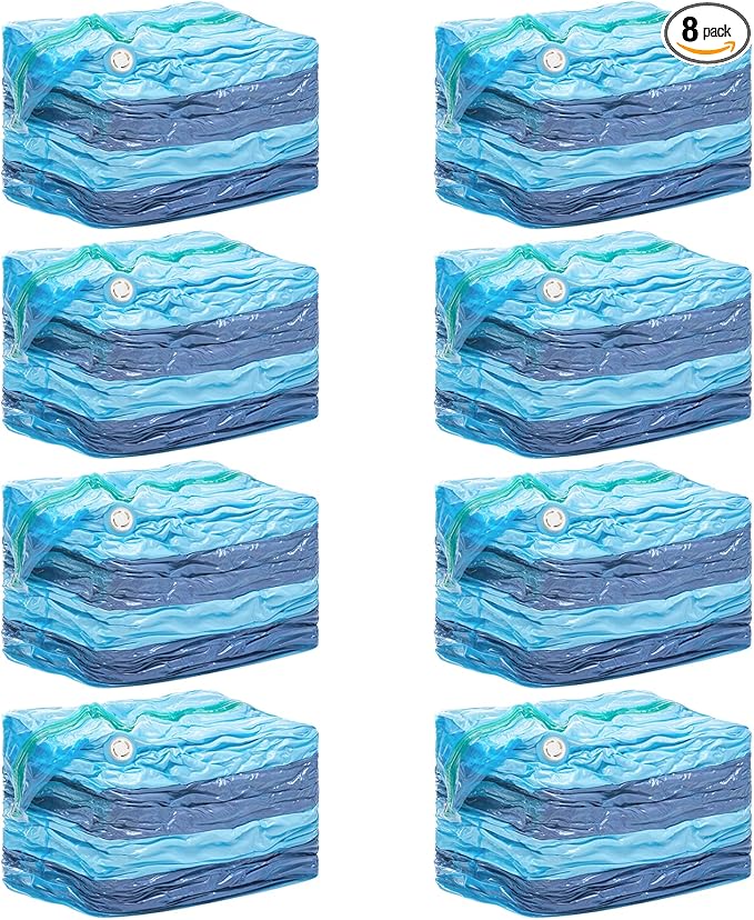 TAILI 8 Pack Vacuum Storage Bags, Jumbo Cube (31x40x15 Inch), Extra Large Vacuum Seal Bags for Clothing, Comforters, Blankets, Bedding, Sweater, Space Saver, Closet Organizers, Blue