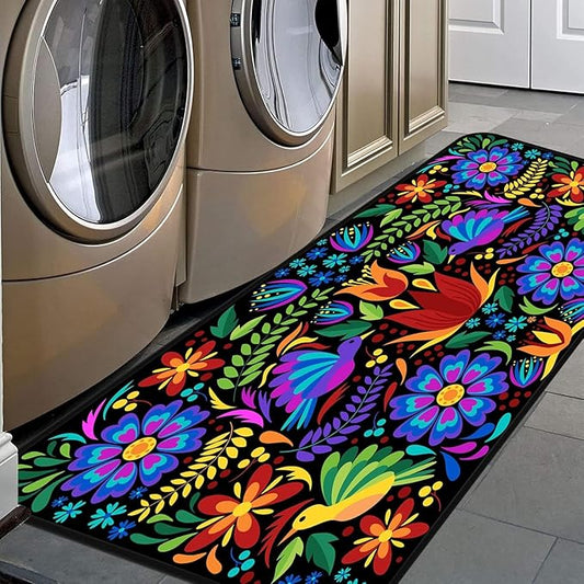 Floral Mexican Birds Doormat Area Rugs Floor Mat for Patio Front Door Entry Garage Kitchen Bathroom 72x24 in