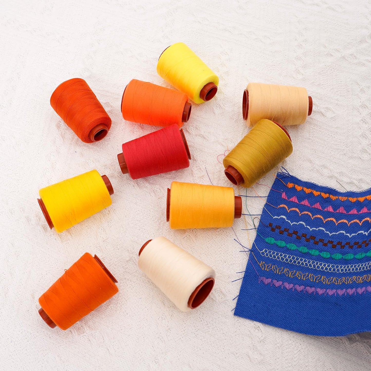 10 Pcs Sewing Thread, All Purpose Sewing Thread, 10 Spools Assorted Colors Each 800 Yards of Polyester Threads for Sewing Machine, Hand Stitching, Quilting, Serger (Yellow Color System)