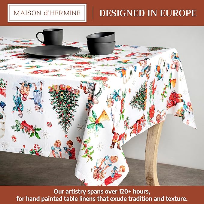 Maison d' Hermine Table Cloth Square Table 100% Cotton 60 x 60 Inches Fall Tablecloth Reusable Everyday Use for Thanksgiving Christmas Decorations Dining Farmhouse Party (Chromo)