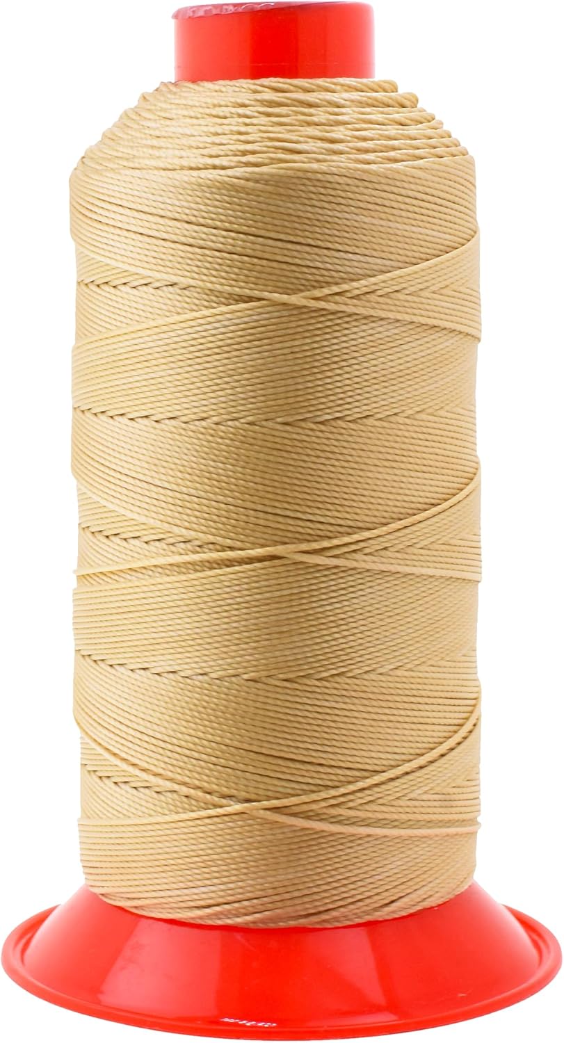 Mandala Crafts Bonded Nylon Thread Tan Heavy Duty Sewing Threads - 415 YDs Size 346 210D T350 Tex 350 Thread for Leather Jeans Weaving Outdoor Marine Upholstery Threads