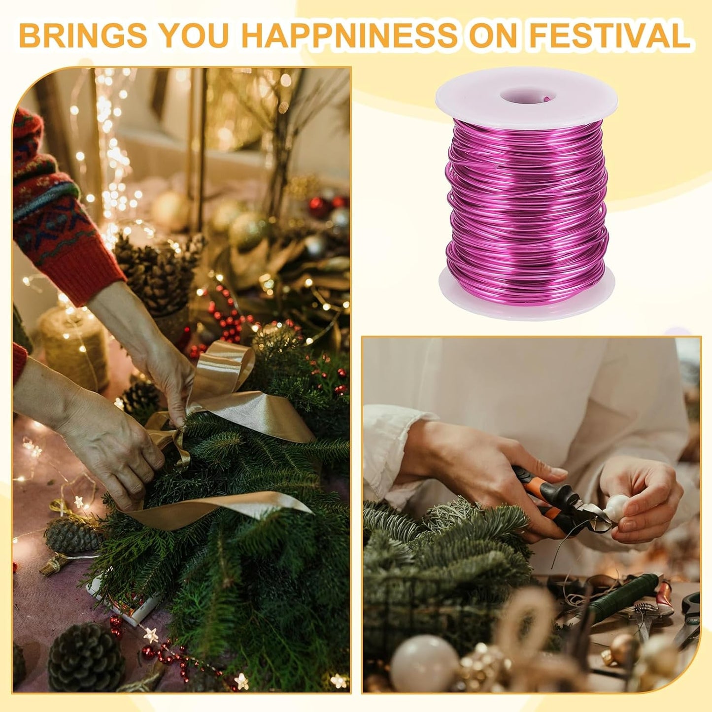 uxcell 12 Gauge / 2mm Anodized Aluminum Wire for Jewelry Craft Making, 102 Feet Bendable Flexible Wire for DIY Home Decor Gardening Sculpture, Dark Pink