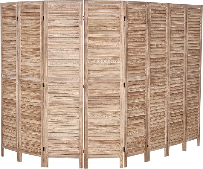 VEVOR Wood Room Divider, 8 Panel Wood Folding Privacy Screen, 66.9 Inches Tall Indoor Louvered Partition Divider, Portable Decoration Screen, for Room Separation, Home, Office, Restaurant & Bedroom