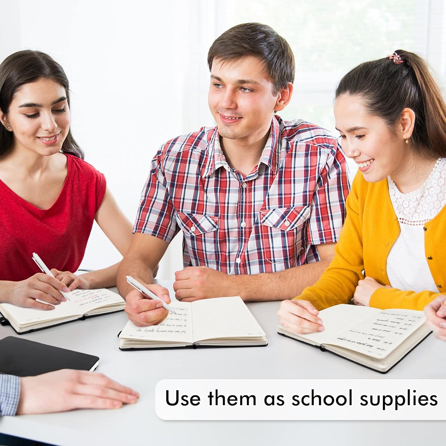 5 Pack Journal Notebook Bulk for School, Feela Hardcover Business Notebooks Classic Ruled Lined Journals with Pen Holder for Work Note Taking, with 5 Black Pens, 120 GSM, 5.1”x8.3”, A5, Black