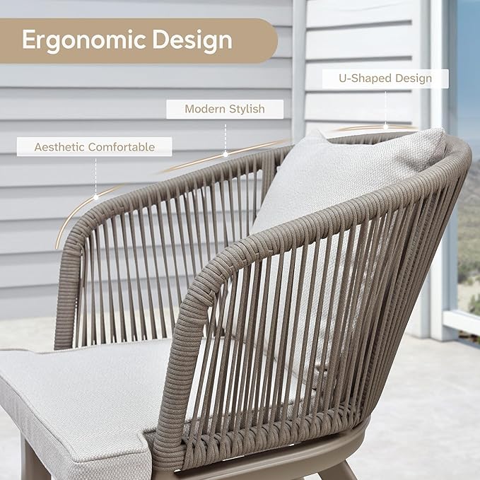 PURPLE LEAF 16 Pieces Patio Dining Set Wicker Outdoor Furniture Rectangular Table and Chairs Set for Garden Deck Aluminum Frame Backyard Kitchen Set, Cushions and Pillows Included Champagne