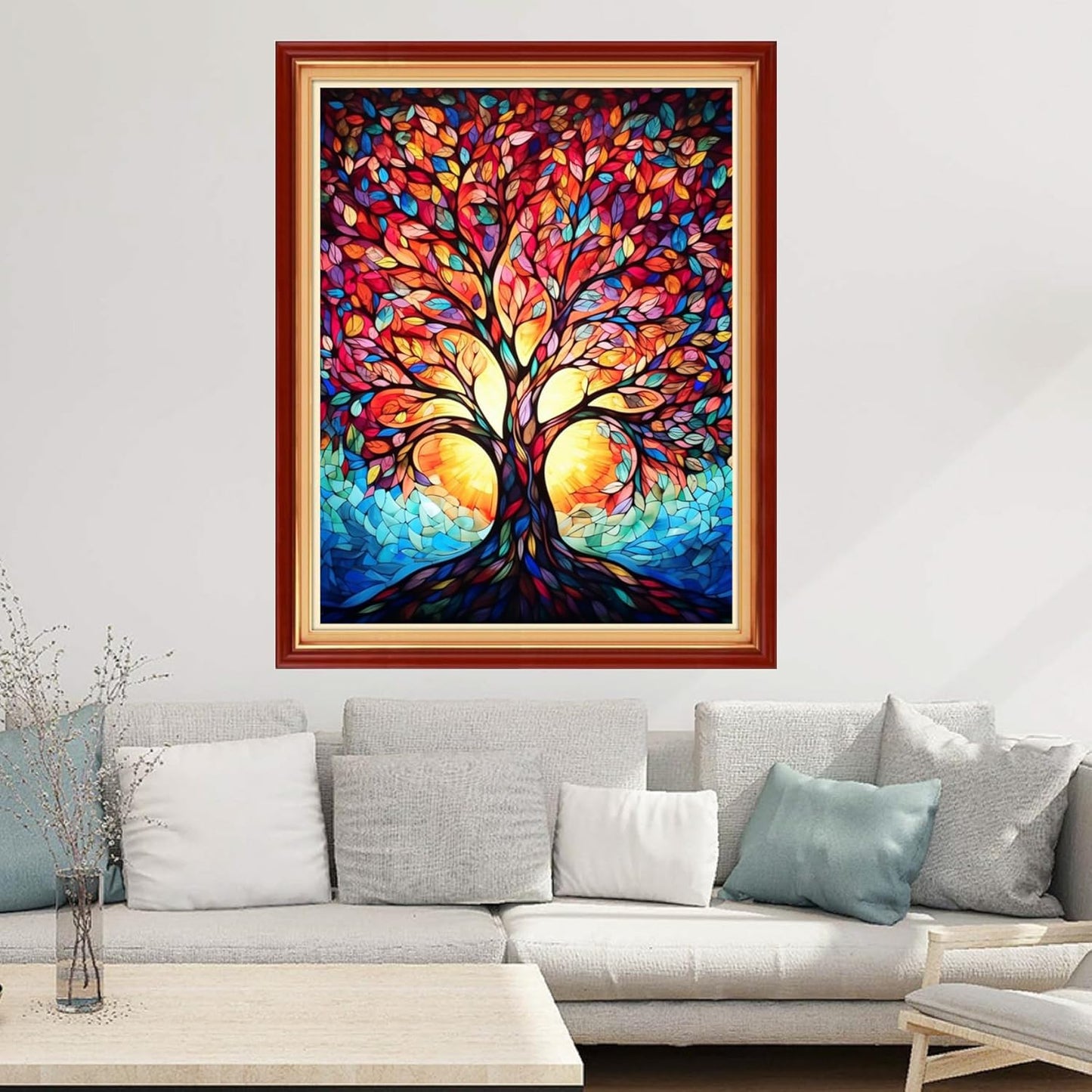 Joyhoor Cross Stitch Kits for Beginners Stamped Cross-Stitch Supplies Needlework preprint Embroidery Kits for Adults DIY Needlepoint Kits Embroidery Patterns 11CT-Magic Colorful Tree 16x20 inchs