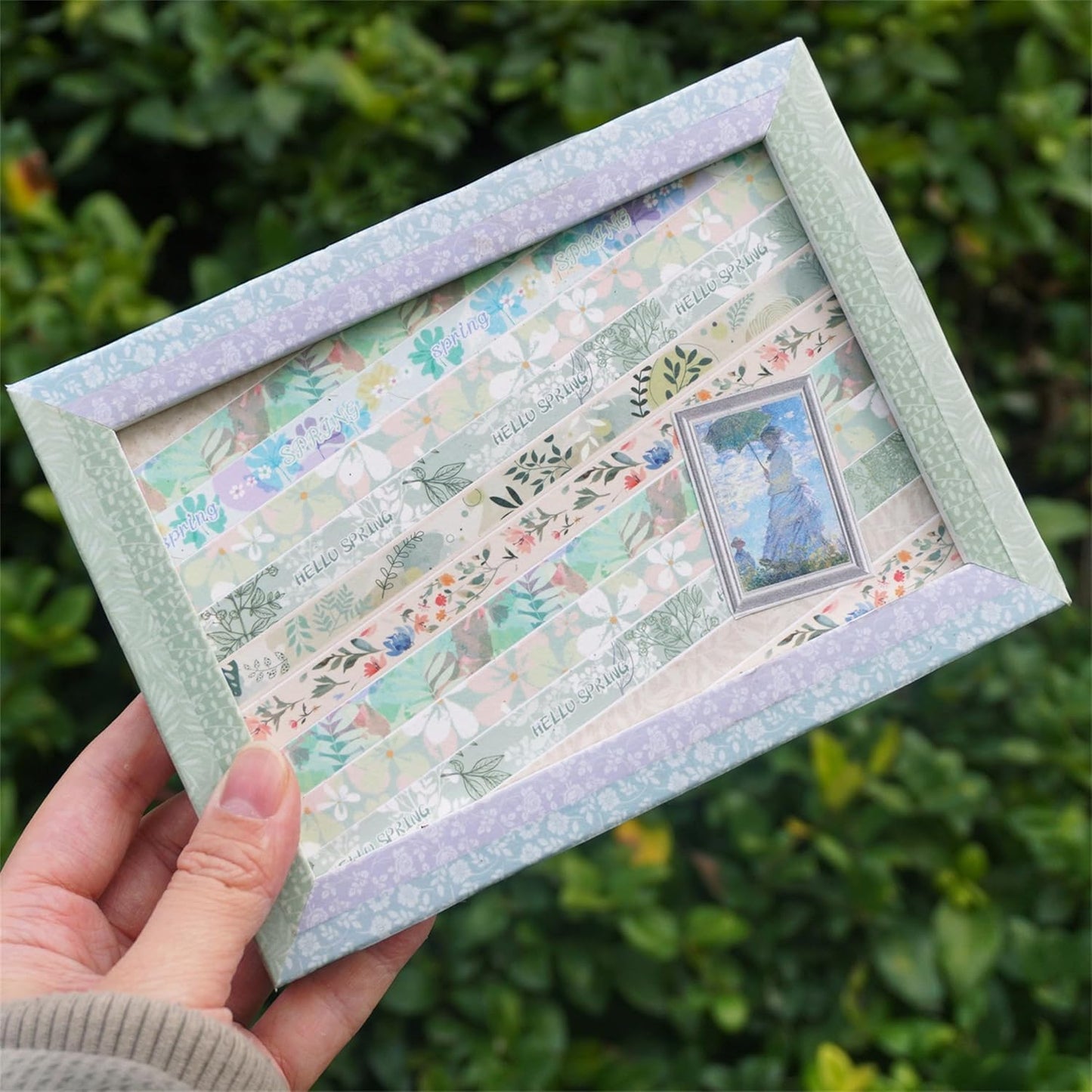 YUBX Spring Washi Tape Set 16 Rolls Flowers Printed Embellishment Green Decorative Masking Tapes for Arts, DIY Crafts, Journals, Planners, Scrapbook, Wrapping