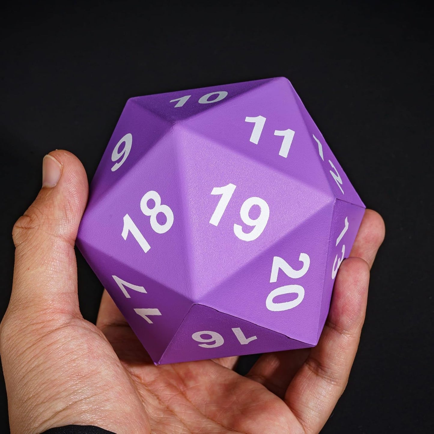 Large Foam D20 Dice, 80mm Purple 20 Sided Dice D&D Polyhedral Set with Drawstring Bag for Role Playing Games