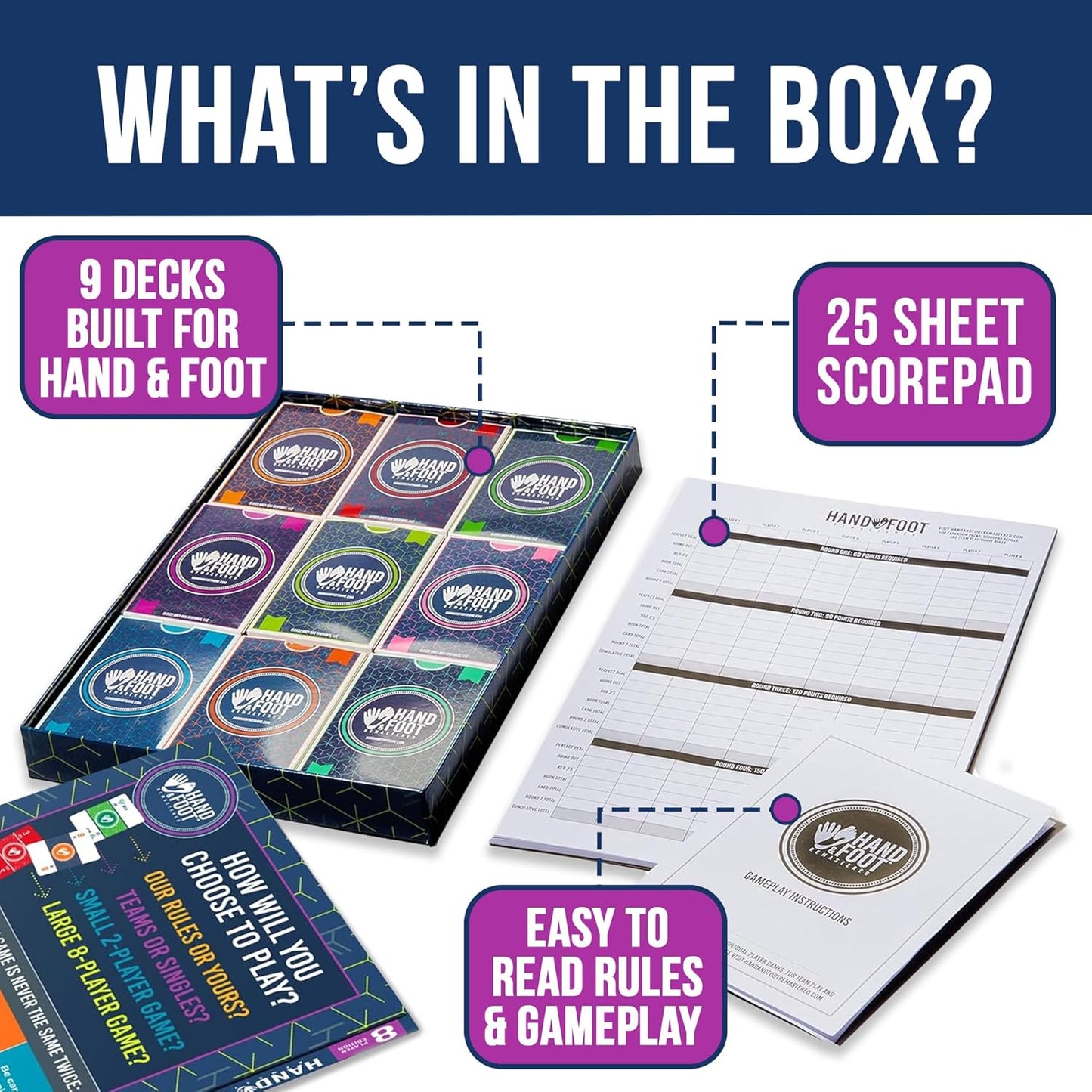 Hand & Foot Remastered 8 Player Edition – Card Game for Adults & Families