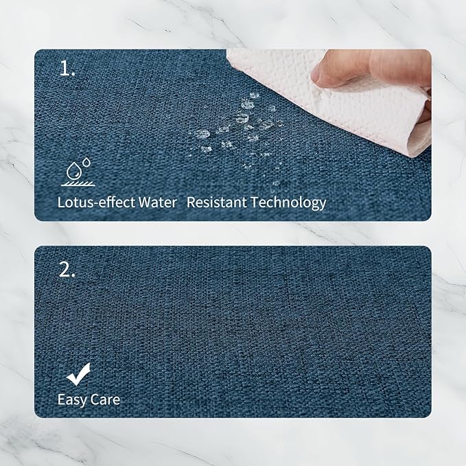 BALCONY & FALCON Placemats Set of 6 Faux Linen Cloth Place Mats Washable Waterproof Wrinkle Resistant Table Placemats for Dining Kitchen Farmhouse Indoor & Outdoor Use(Navy Blue, 13.8”x 17.7”
