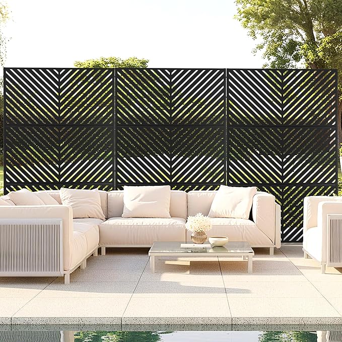 Outdoor Privacy Screen,72" H×47" W Metal Privacy Screen, Freestanding Privacy Fence Panels for Patio