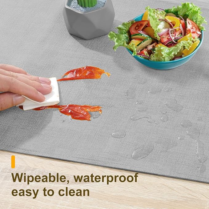 Wipeable Table Runner, Thick Farmhouse Dresser Runner, Rustic for Kitchen, Bedroom, Living Room, Indoor and Outdoor (48'', Grey)