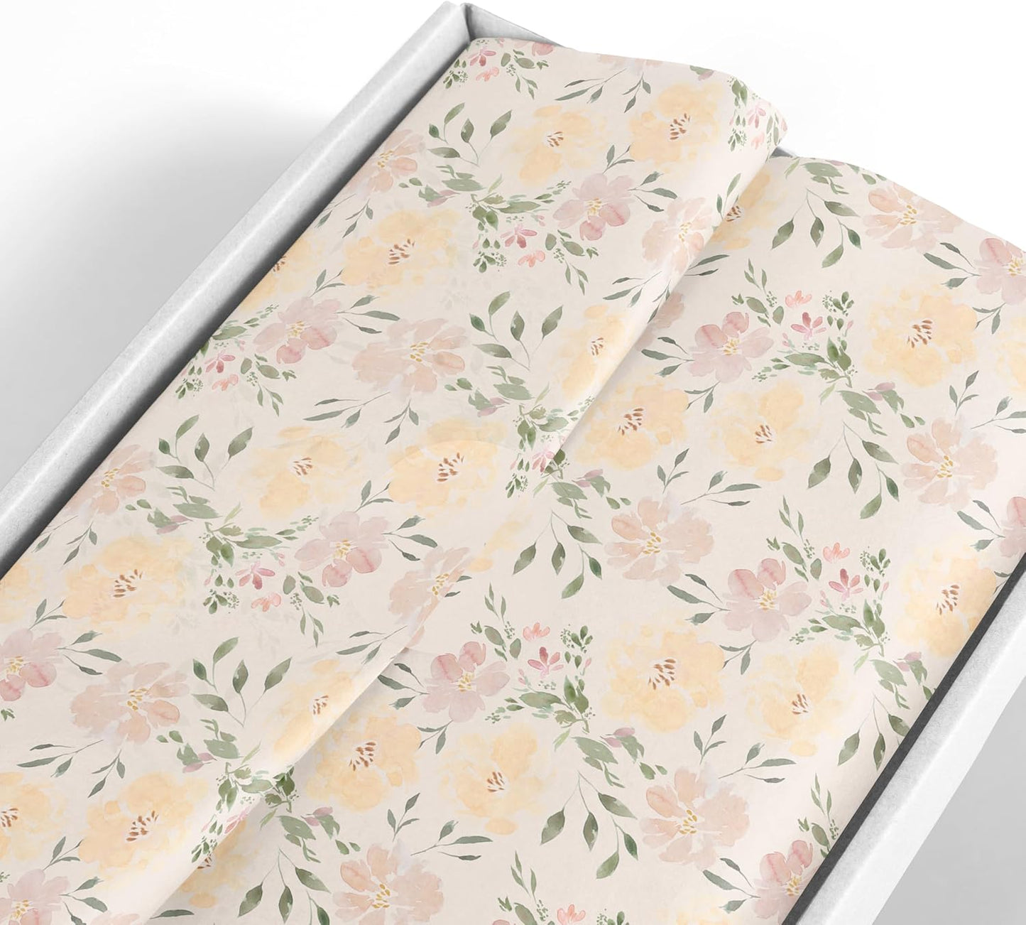White Floral Tissue Paper for Gift Bags and Packaging, 28 Large Sheets Bulk Pack, White and Pink Flower Pastel, Bridal Wrapping Paper for Wedding or Girl Baby Shower, decoupage, stuffing paper