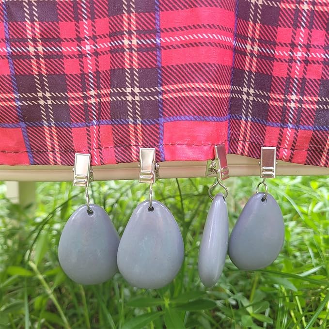 TwoFish Home Set of 4 Grey Stone Tablecloth Weights Clips Handicraft Grey Stone Tablecloth Clamps Pack of 4