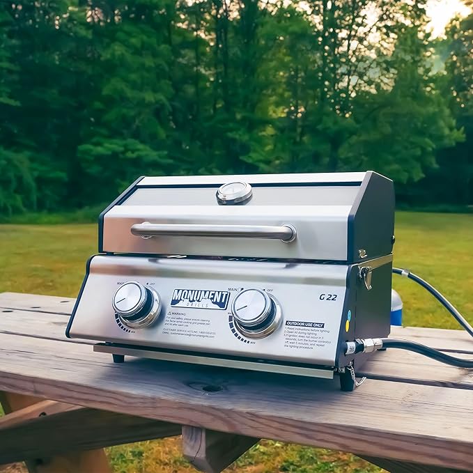 Monument Grills Clearview® 2-Burner Tabletop Propane Gas Grill with 1 Pound Tank Adapter(2 items)