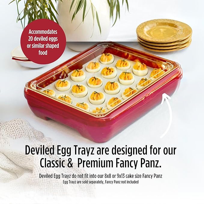Fancy Panz Deviled Egg Trayz - Holds 20 Eggs - Deviled Egg Container Fits Classic/Premium Fancy Panz Elevated Food Serving Tray - Portable Eggs Carrier with Lid - Made in The USA Hosting Essentials
