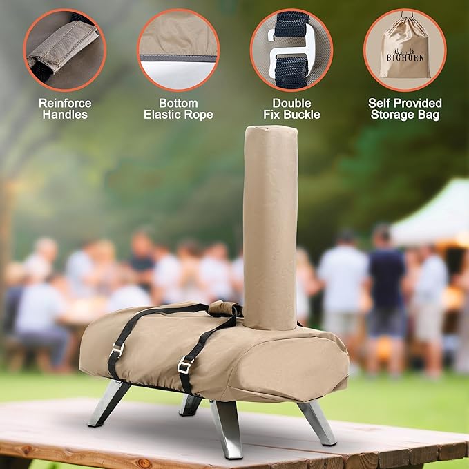 BIG HORN OUTDOORS 12Inch Pizza Oven Cover, Heavy Duty Waterproof and Weather Resistant Oxford Fabric Covers
