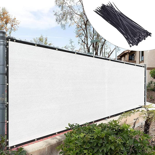 Royal Shade Custom Size 4' x 134' White Fence Privacy Screen Windscreen Cover Netting Mesh Fabric Cloth - Cable Zip Ties Included (We Make Custom Size)
