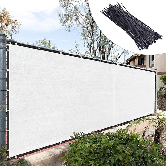 Royal Shade Custom Size 4' x 126' White Fence Privacy Screen Windscreen Cover Netting Mesh Fabric Cloth - Cable Zip Ties Included (We Make Custom Size)