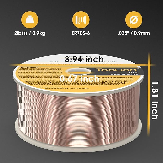 TOOLIOM ER70S-6 .035"(0.9 mm) Mild Steel MIG Solid Welding Wire on 2-Pound Spool Compatible with TL-200M Pro and TL-250M Pro