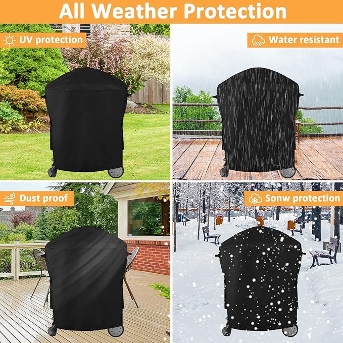 Grill Cover for Weber Q100 Q120 Q1000 Q1200 Q200 Q220 Q2000 Q2200 Q2400 Grills Replacement 7113 Cover, Waterproof Full-Length Cover for Weber Q Series Gas Grill 54060001 Q2200 Models
