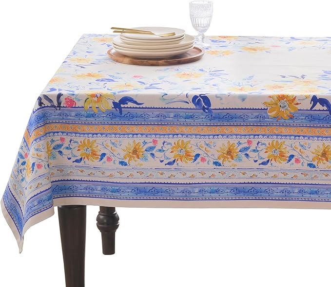 Maison d'Hermine Table Cloth Rectangle Table 100% Cotton Tablecloth for Dining Room, Farmhouse, Home, Hotel, Parties & Wedding - Ideal for Easter Decorations Spring & Summer (Girassol, 60" x 120")