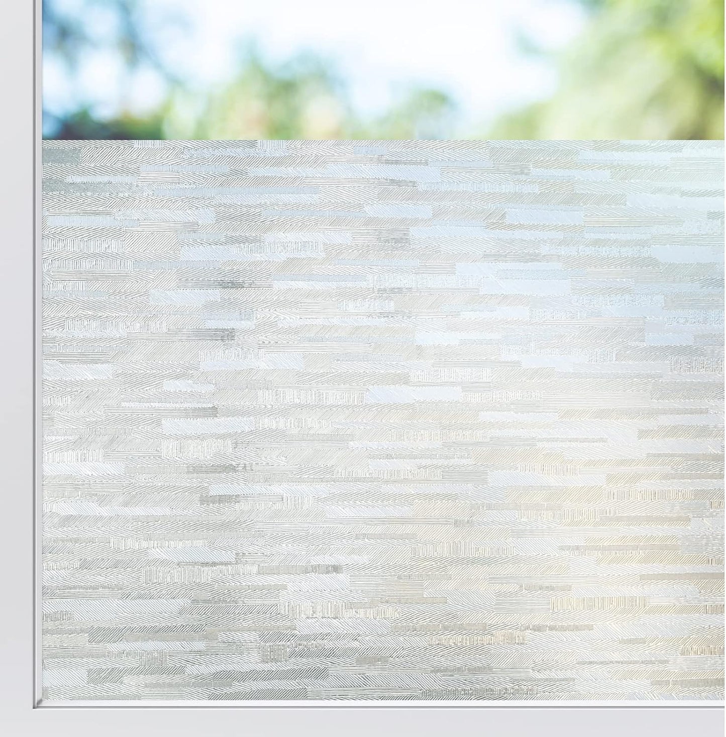 rabbitgoo Window Privacy Film, No Glue Frosted Glass Film, Static Cling UV Blocking Non Adhesive Reusable Heat Control Window Vinyl Clings for Home, Office, Frosted Silk, 17.5 x 157.4 Inches