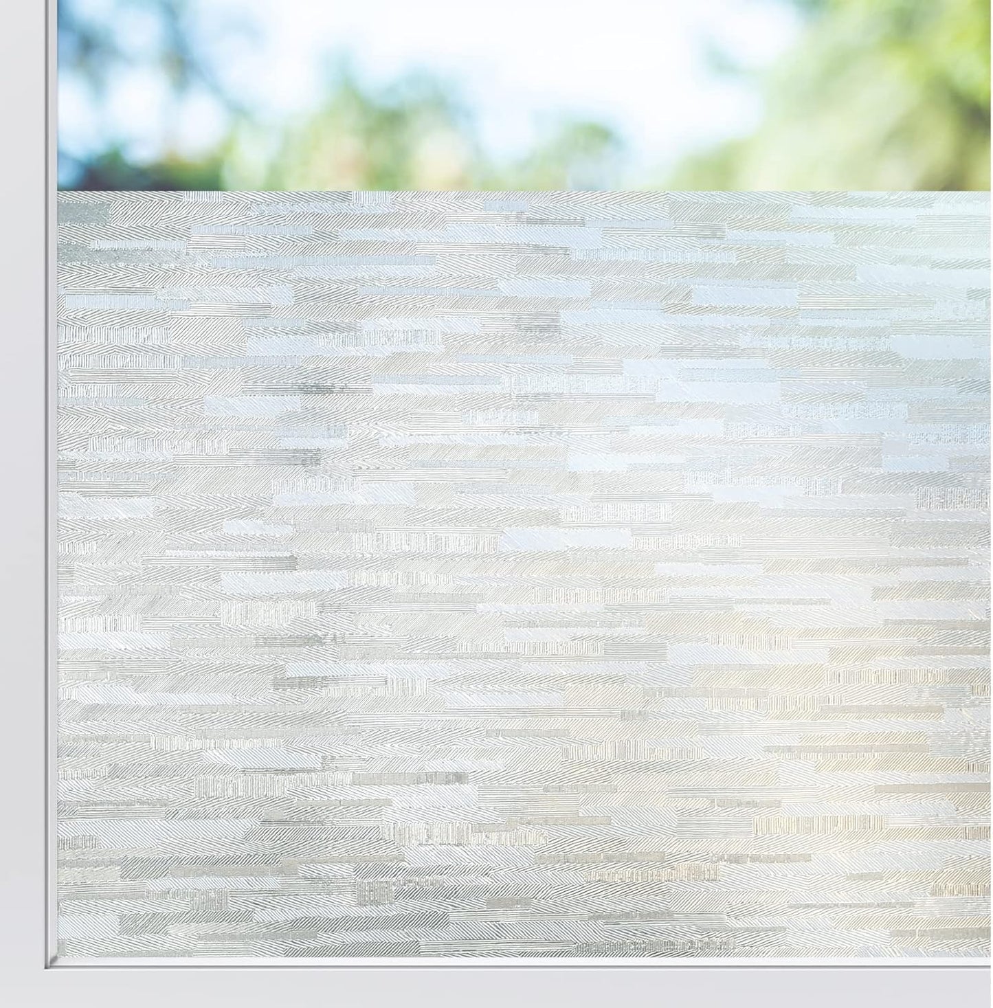 rabbitgoo Window Privacy Film, No Glue Frosted Glass Film, Static Cling UV Blocking Non Adhesive Reusable Heat Control Window Vinyl Clings for Home, Office, Frosted Silk, 11.8 x 118.1 Inches