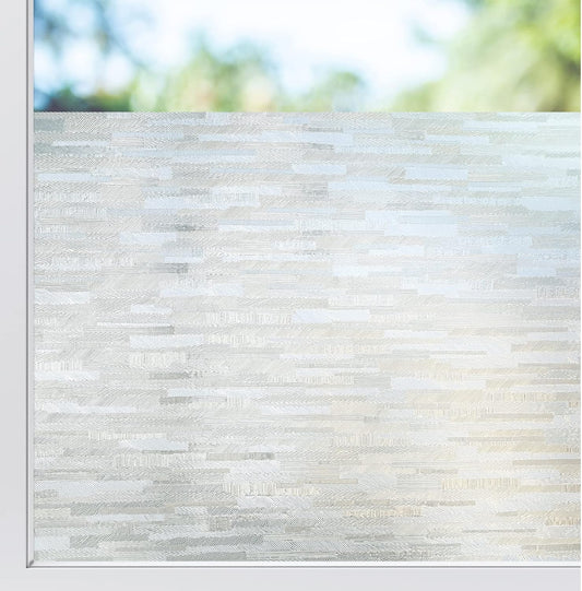 rabbitgoo Window Privacy Film, No Glue Frosted Glass Film, Static Cling UV Blocking Non Adhesive Reusable Heat Control Window Vinyl Clings for Home, Office, Frosted Silk, 11.8 x 118.1 Inches