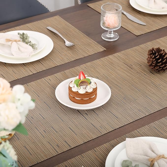 Myir JUN Table Runner, Vinyl Table Runner Indoor Arbitrarily Cropped Runner for Table Heatproof for Home Party (Light Brown, 12 x 94 inch)