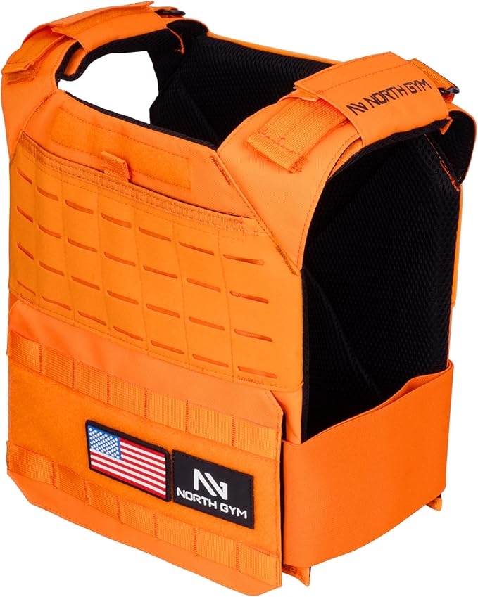 Northgym Adjustable Weighted Vest/Incl. 3D Weight Plates in 14lbs / 20lbs/ 30lbs/ 42.5lbs - Optimized Weight Distribution and with Curved Plates for Running, Functional Training and Working Out