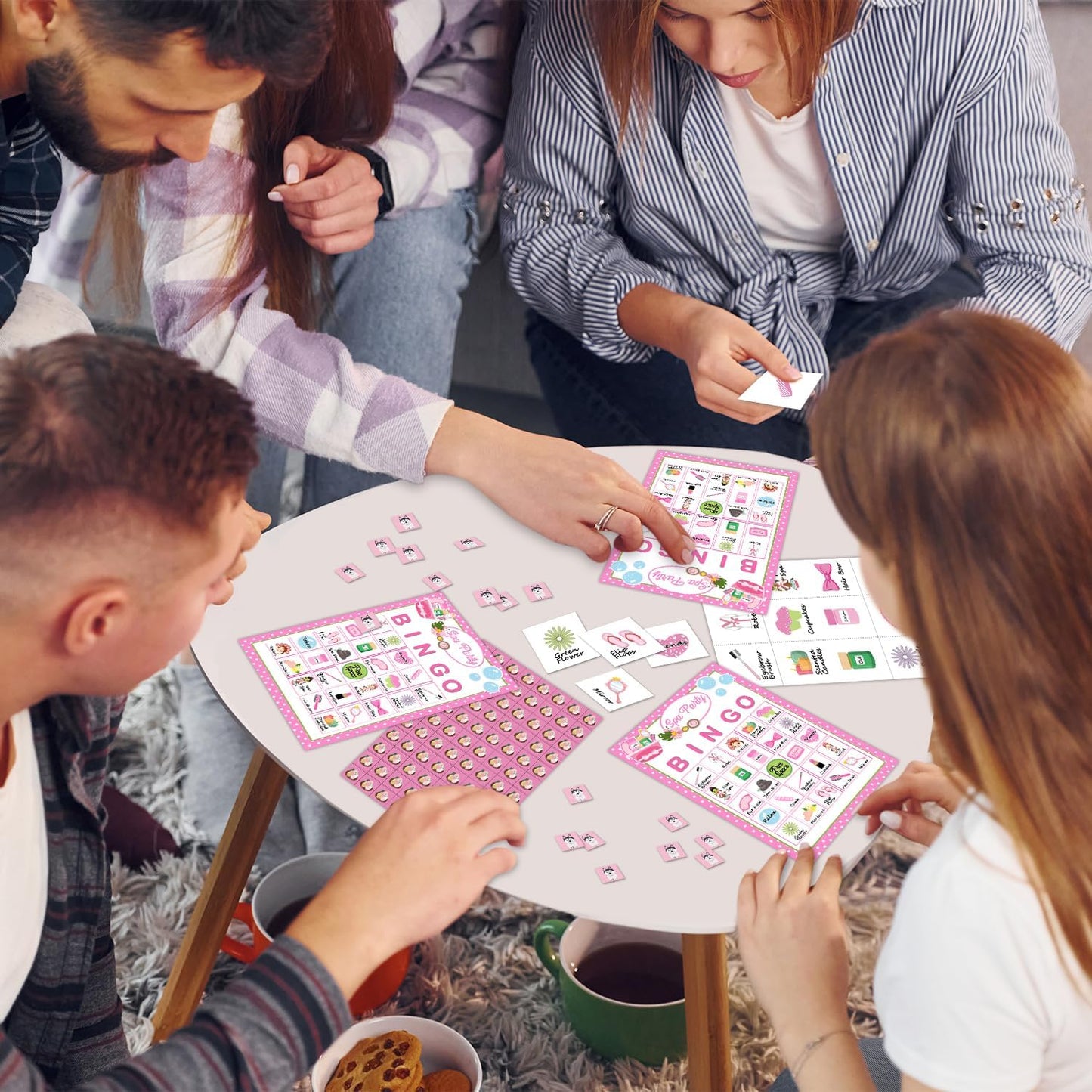 Spa Party Bingo Game Cards(24 Players), Beauty Themed Bingo Card for Family Friend Adult, Large Group Holiday Sleepover Party Activity Favor Decoration Supplies -005