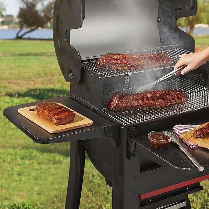 Folding Side Shelf for Weber Searwood 600 / XL 600 16” Grill Side Table Storage Pellet Smoker Replacement Parts 3400140 Heavy Duty Steel Grill Accessories for Weber