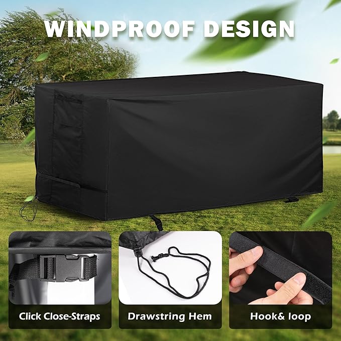 Rectangular Outdoor Table Cover Weatherproof, 64 Inch Patio Table Cover for Outdoor Dining Table, Waterproof Patio Furniture Cover for Outside Bar Table