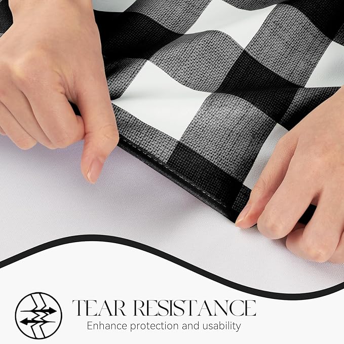 MOSAYT Rectangle Vinyl Tablecloth, 100% Waterproof Buffalo Gingham Plastic Table Cloth, Heavy Duty Wipeable Table Covers for Picnic, Outdoor, Camping - 54 x 78, Black