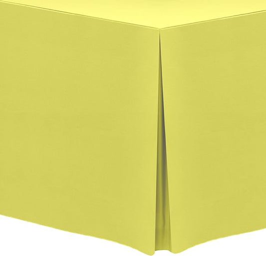 Ultimate Textile 5 ft. Fitted Polyester Tablecloth - Fits 30 x 60-Inch Banquet and Folding Rectangular Tables - 42" H, Lemon Yellow