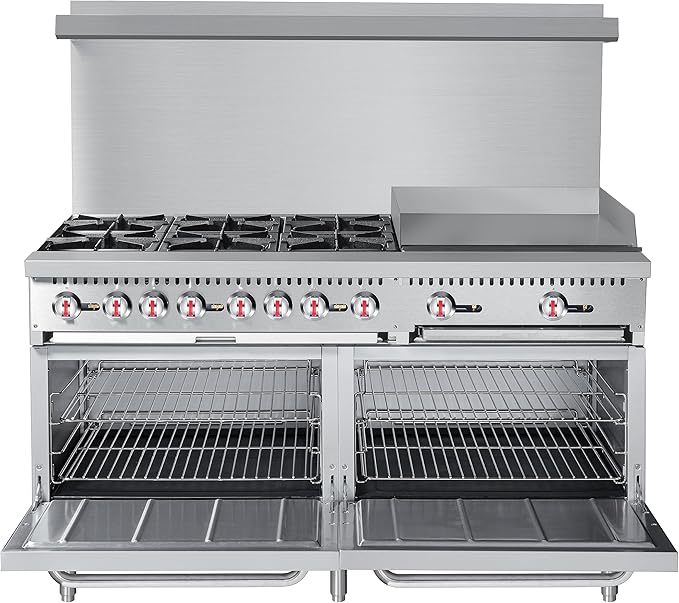 KoolMore 60 in. 6 Burner Commercial Natural Gas Range with 24 in. Griddle (KM-CRG60-NG)