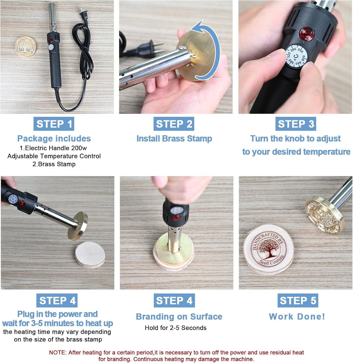 Custom Electric Branding Iron for Wood, Adjustable Temperature Wood Branding irons Personalized Wood Burning Letter Stamp for Leather Woodworking Tool, Handcraft & Wedding Gifts(1Inch)