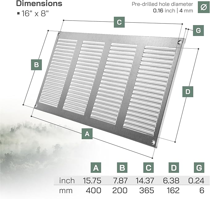 Vent Systems 16" x 8" Inch (Overall Dimensions) Pack of 3 - Galvanized - Air Vent Cover Metal Air Return Grill with Built-in Pest Guard Screen HVAC Vent Duct Cover for Home Improvement