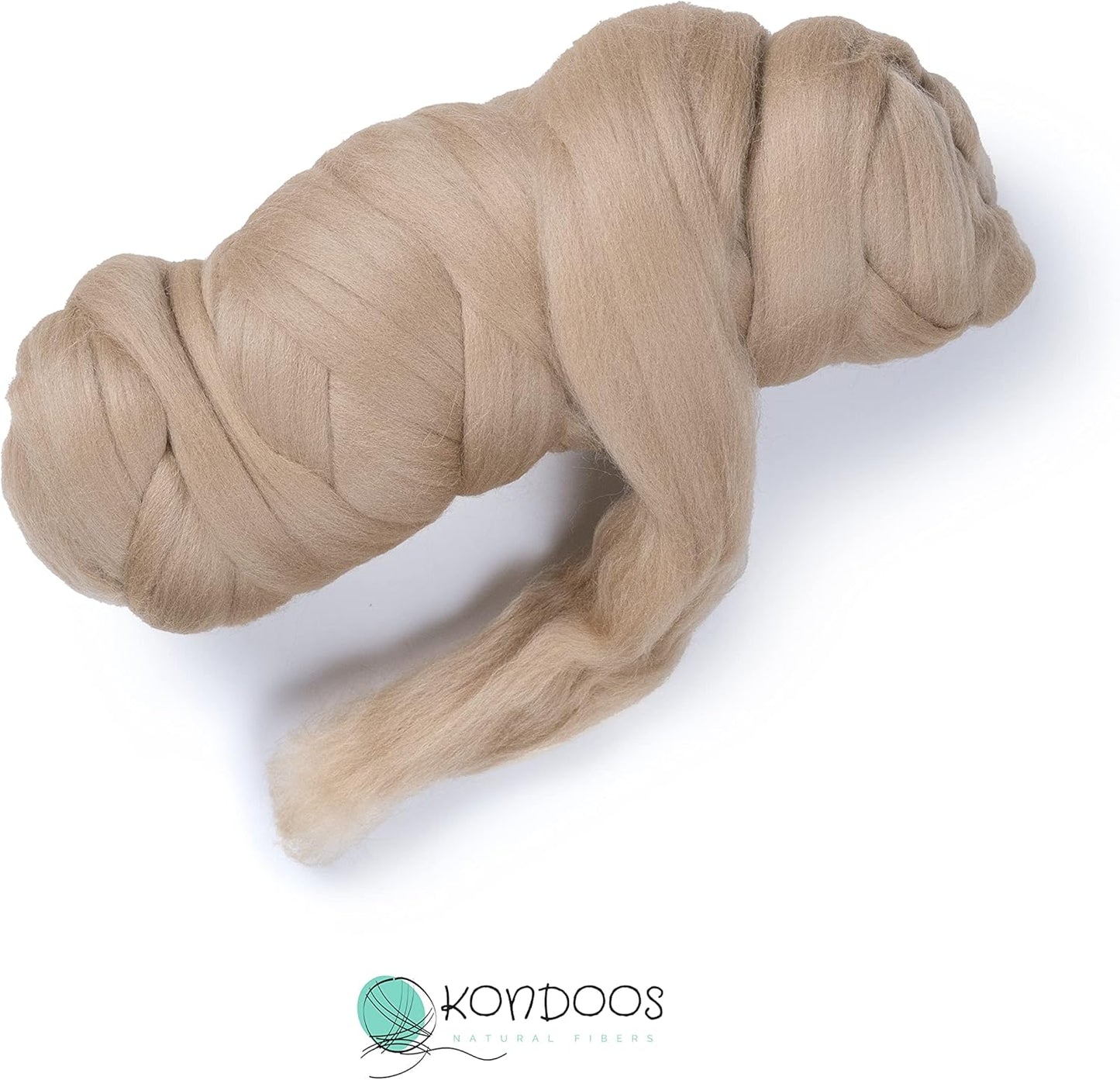 Colored Natural Wool roving, 1 lb. Best Wool for Needle Felting, Wet Felting, handcrafts and Spinning.Wool Felting Yarn Supplies. (Beige, 1 lb)