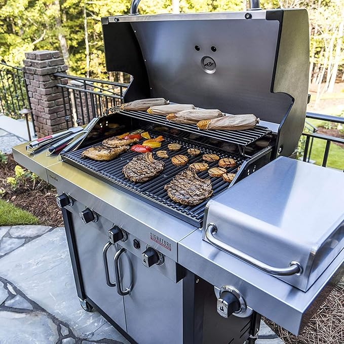 Cast Iron Grill Grates and Stainless Steel Emitter Plates for Charbroil Commercial Infrared 4 Burner 463242715, 463242716, 463276016, 466242715, 466242815, 463257520 Gas Grills