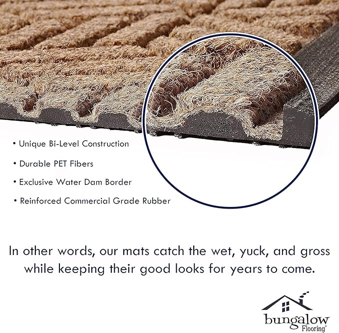 WaterHog Heavy Duty Doorway Mat, 3' x 5', Made in USA, Durable & Skid-Resistant Entryway Mat, Water-Trapping, Indoor/Outdoor Decorative Floor Covering, Cordova Collection, Evergreen