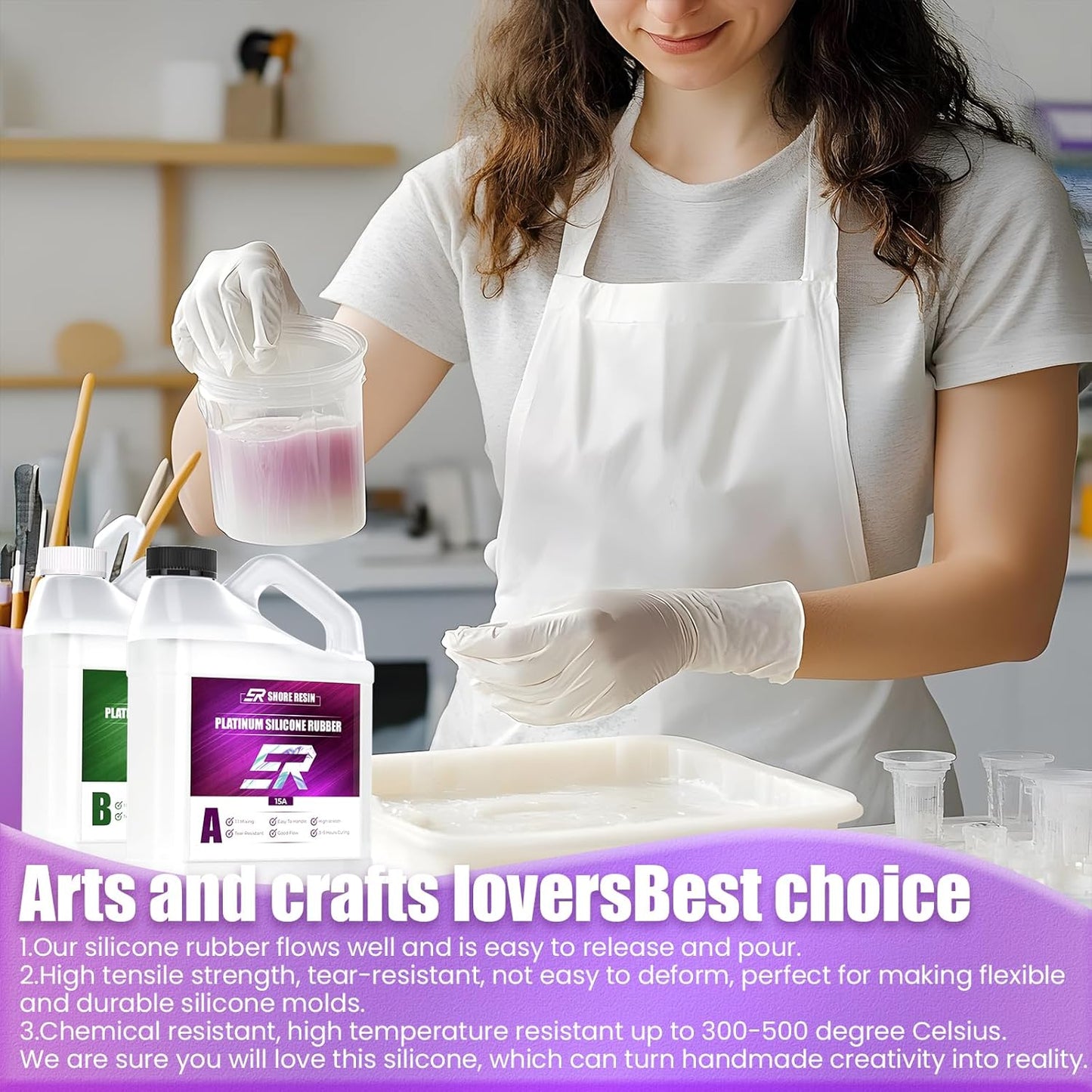 Silicone Mold Making Kit 130oz Platinum Silicone Rubber 15A Liquid Silicone Mixing Ratio 1:1 for Casting Resin Molds and DIY Jewelry Molds