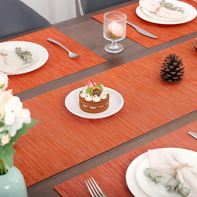Myir JUN Table Runner, Vinyl Table Runner Indoor 72 Inch Long Arbitrarily Cropped Runner for Table Heatproof for Home Party (Orange, 12 x 72 inch)
