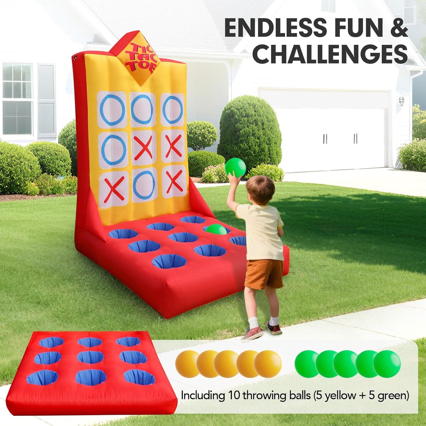 Inflatable Carnival Game with Built-in Blower, Portable Fun Toss Game for Backyard, Outdoor Carnival & Party