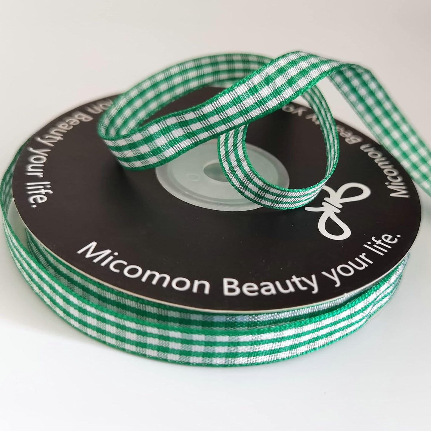 Green Gingham Plaid Checked Christmas Ribbon 25 Yard Each Roll 100% Polyester (3/8", Green)